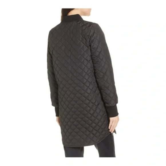 NEW Zella Longline Quilted Bomber Jacket in Black size M #2903 - Picture 3 of 11